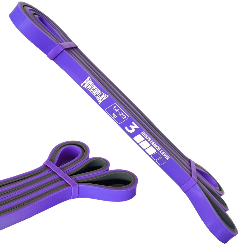 Еспандер-петля (гумка для фітнесу і кроссфіту) PowerPlay 4116 Double Colors Фіолетово/Сіра (14-23 кг) Каменское - изображение 1