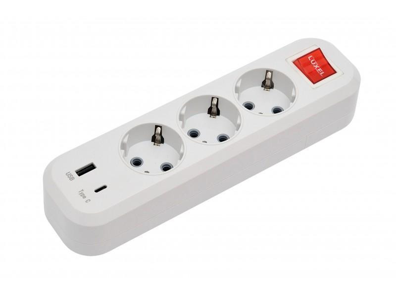 Колодка із заземленням 3 розетки LUXEL Benefice +USB+Type C Харків - фото 1