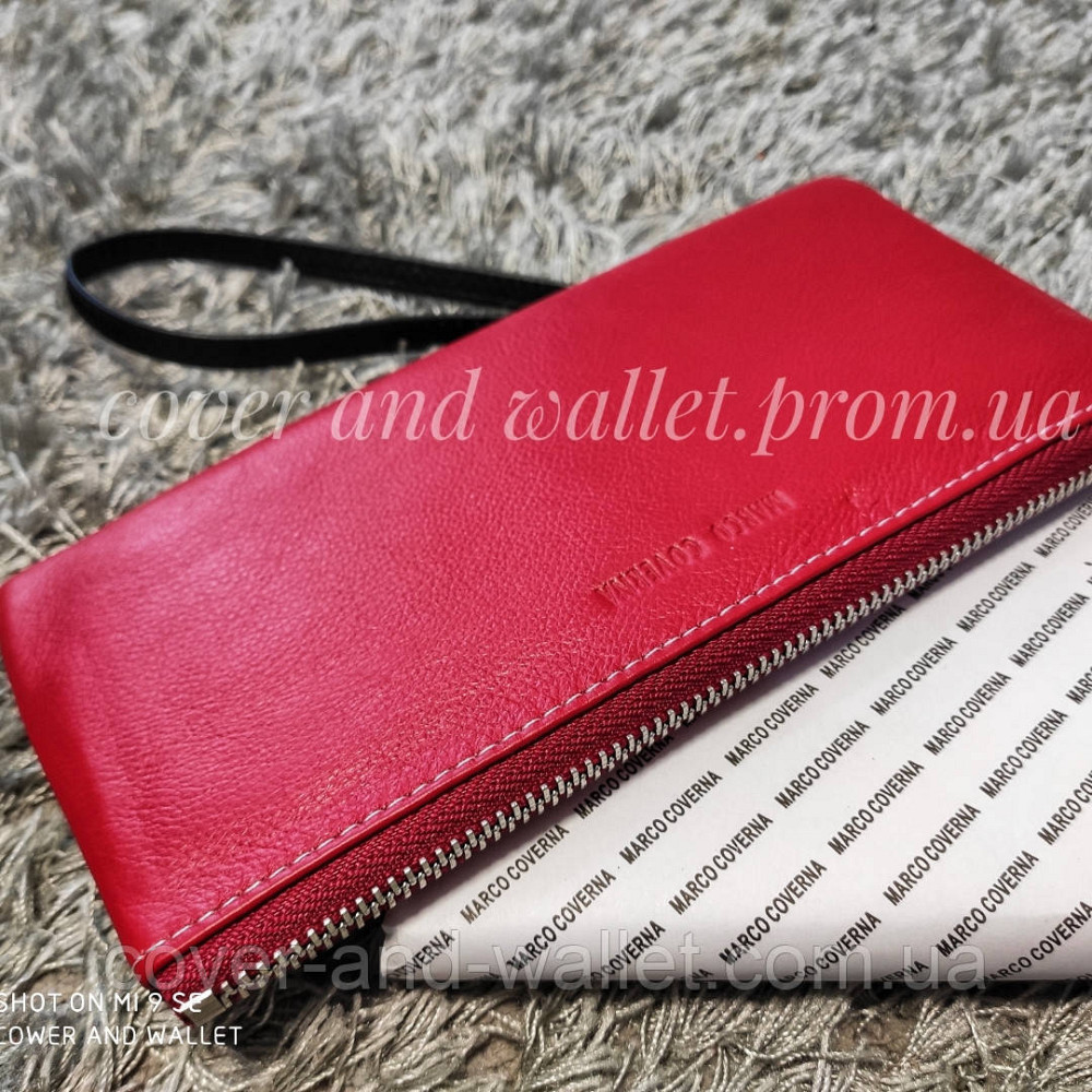 Тонкий кожаный женский кошелек клатч на молнии с ремешком Marco Coverna 88806 Киев - изображение 5
