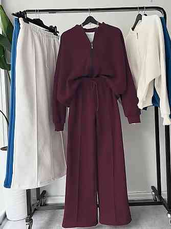 Жіночий костюм-двійка з широкими штанами Бордовий 42/44 Харків