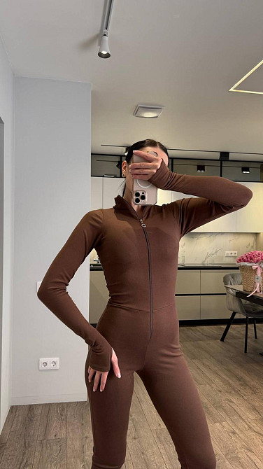 Женский стильный и теплый термо комбинезон пума Шоколад, 44/46 Одесса - изображение 4