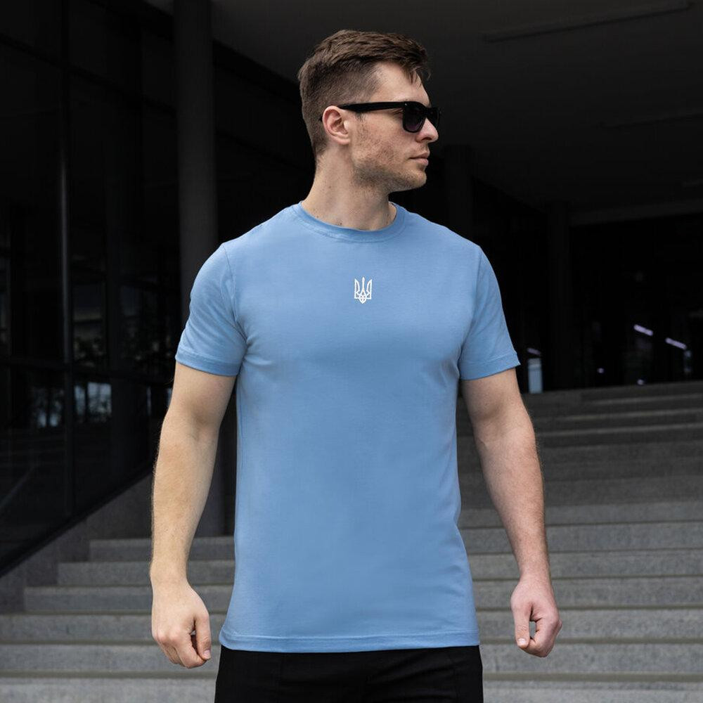 Футболка Pobedov Peremoga - Герб біла вишивка Темно-блакитний S TSfu2 043Sdbl Київ - фото 1