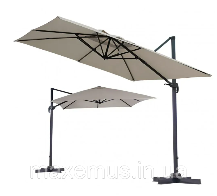 Зонт садовый подвесной Bonro B-019 3х3 м Бежевый с наклоном и поворотом 360° Мостиска - изображение 9