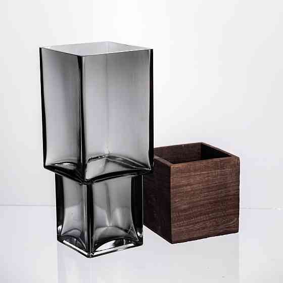 Yiwu Ваза для квітів квадратная скляна 10×10×25 (см) декоративна ваза 1.5 (л) із товстого скла Коломыя