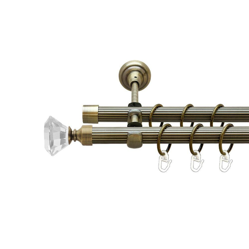 Карниз Orvit Спектралія металевий дворядний відкритий рифлена труба кільце металеве Антик 19\19 мм 300 см (00-00022136) Львів - фото 1