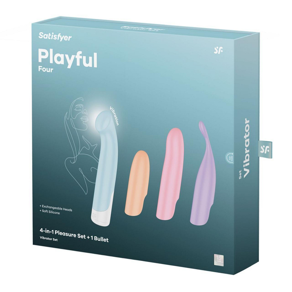 Набір 4-в-1 Satisfyer Playful Four, вібратор та 4 насадки, 12 режимів Sex Aura Київ - фото 9
