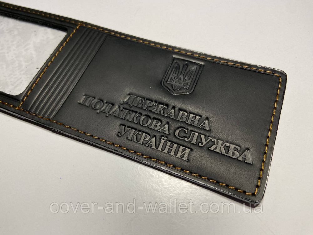 Обкладинка "Державна податкова служба України" з вінтажної шкіри чорного кольору Київ - фото 4