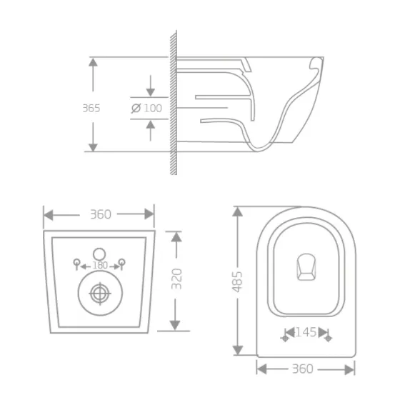 Унитаз подвесной Jay Rimless 485×360×320 мм, White, с сиденьем Slim Duroplast/ Soft-close/ Quick Relase QT07335177RW Qtap Киев