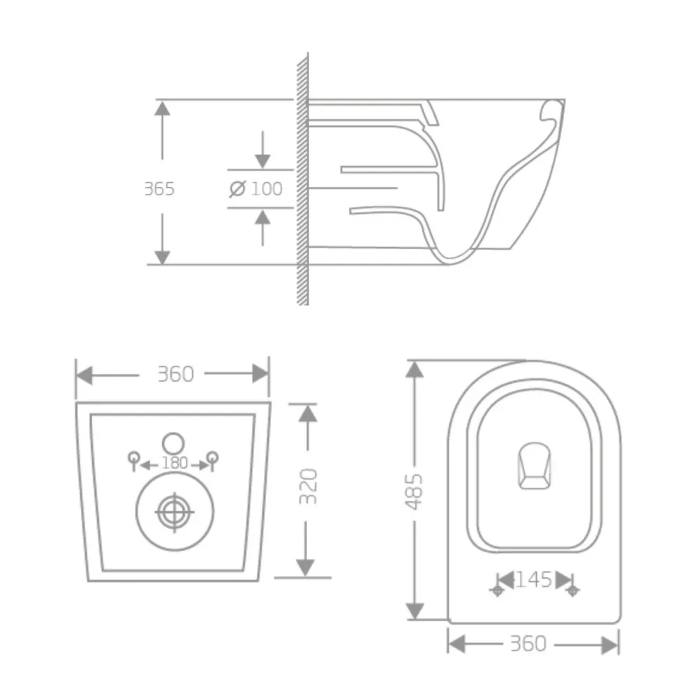 Унитаз подвесной Jay Rimless 485×360×320 мм, White, с сиденьем Slim Duroplast/ Soft-close/ Quick Relase QT07335177RW Qtap Киев - изображение 2