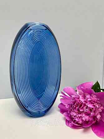 Ваза скляна 11,5*8,5*26,5 см Марокко" синє товсте скло Київ