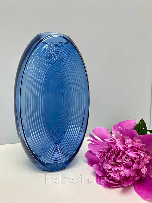 Ваза скляна 11,5*8,5*26,5 см Марокко" синє товсте скло Київ - фото 1