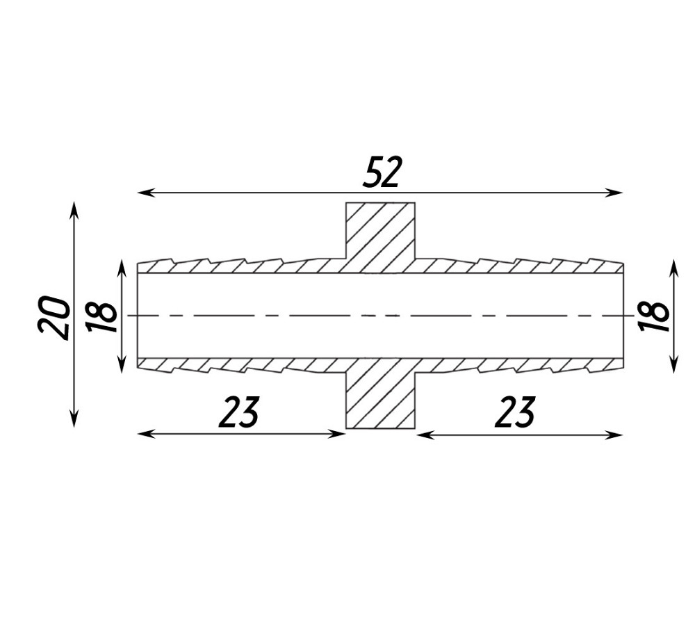 Трубка соединительная никелированная прямая 18мм х 18мм штампованная А05207А(нк) VA (000026826) Киев - изображение 2