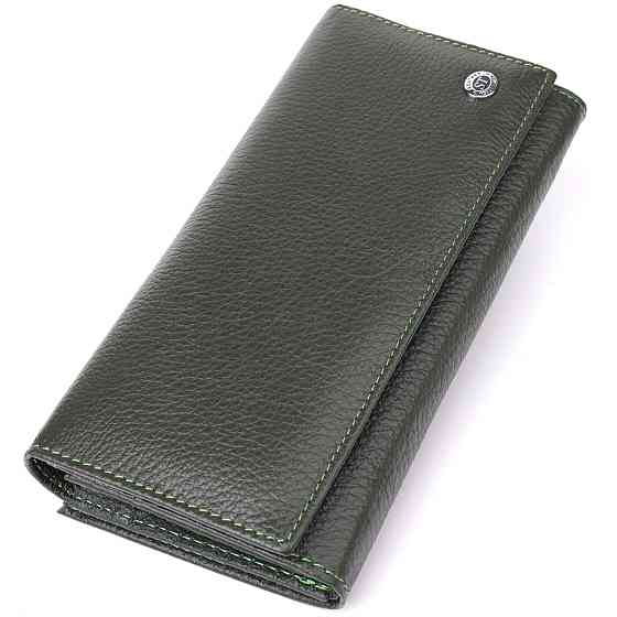 Стильный кошелек для женщин с монетницей из натуральной кожи ST Leather 23106 Зеленый Киев