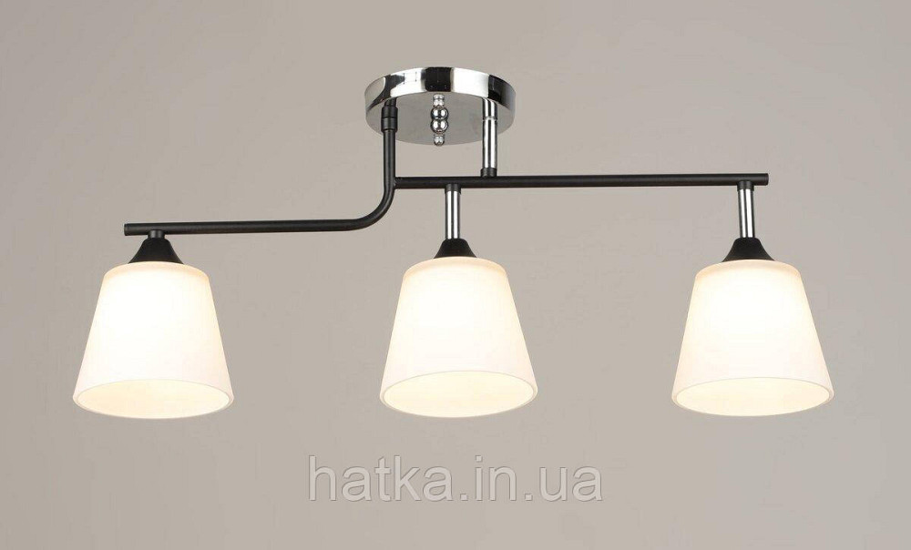 Люстра стельова на 3 плафони VALESO K2311/3, чорний/хром Київ - фото 1