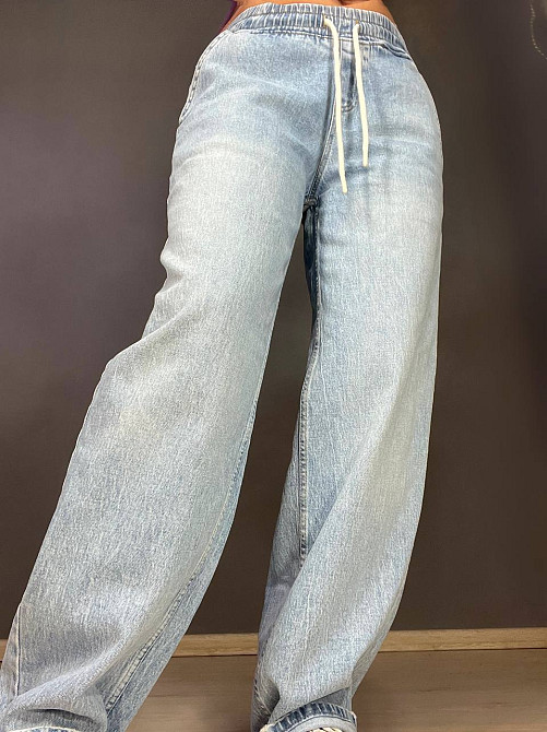 Джинсы женские I8 52422 Palazzo Jeans талия на резинке со шнурком широкий крой палаццо голубые, голубой, 28, 28, 84 см, 108 см Киев - изображение 9