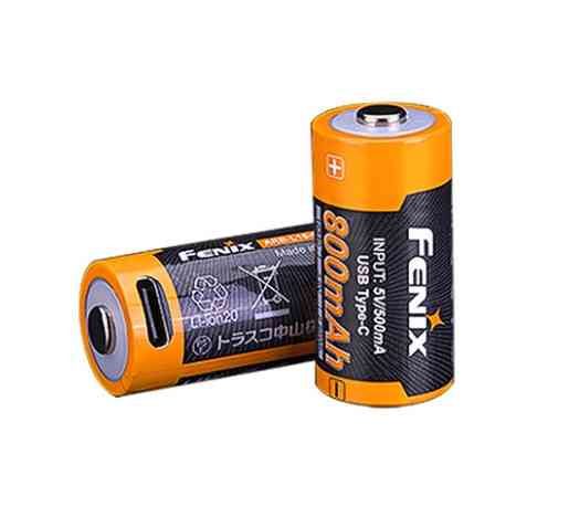 Аккумулятор 16340 Fenix ​​800mAh Li-ion Type-C (Черно-желтый) Киев