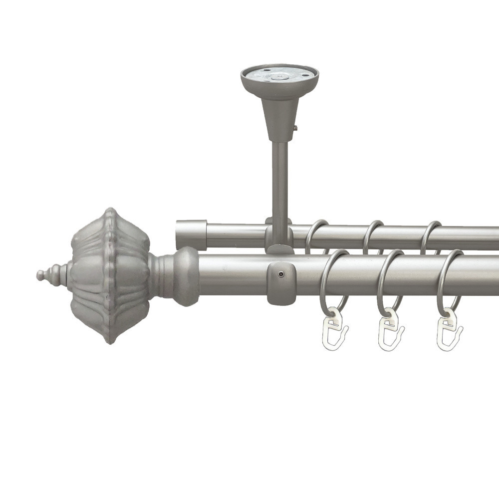 Карниз Orvit Шато металевий дворядний відкритий до стелі гладка труба кільце металеве Сатин 25\16 мм 240 см (00-00023854) Львів - фото 1