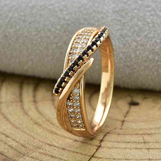 Кольцо 19 размер Xuping (ширина 6мм, вес 2.9г), позолота 18К Киев