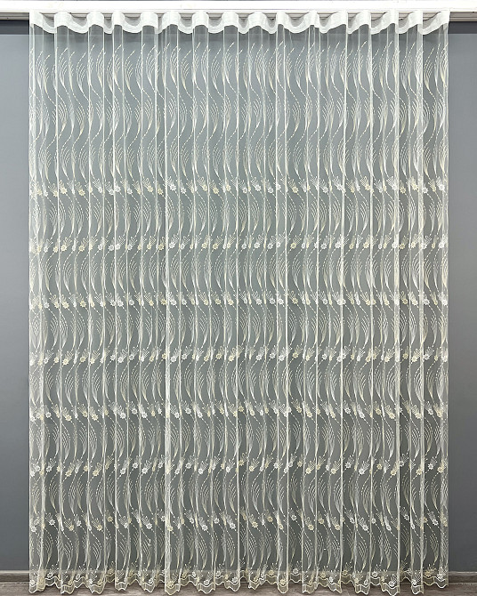 Тюль фатин с вышивкой и люрексом цвет молочный с золотистым 2014т Киев - изображение 8