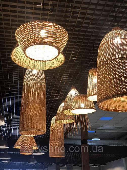 Плетеная люстра  конусная | светильник из лозы | красивая люстра плетеная Киев - изображение 2