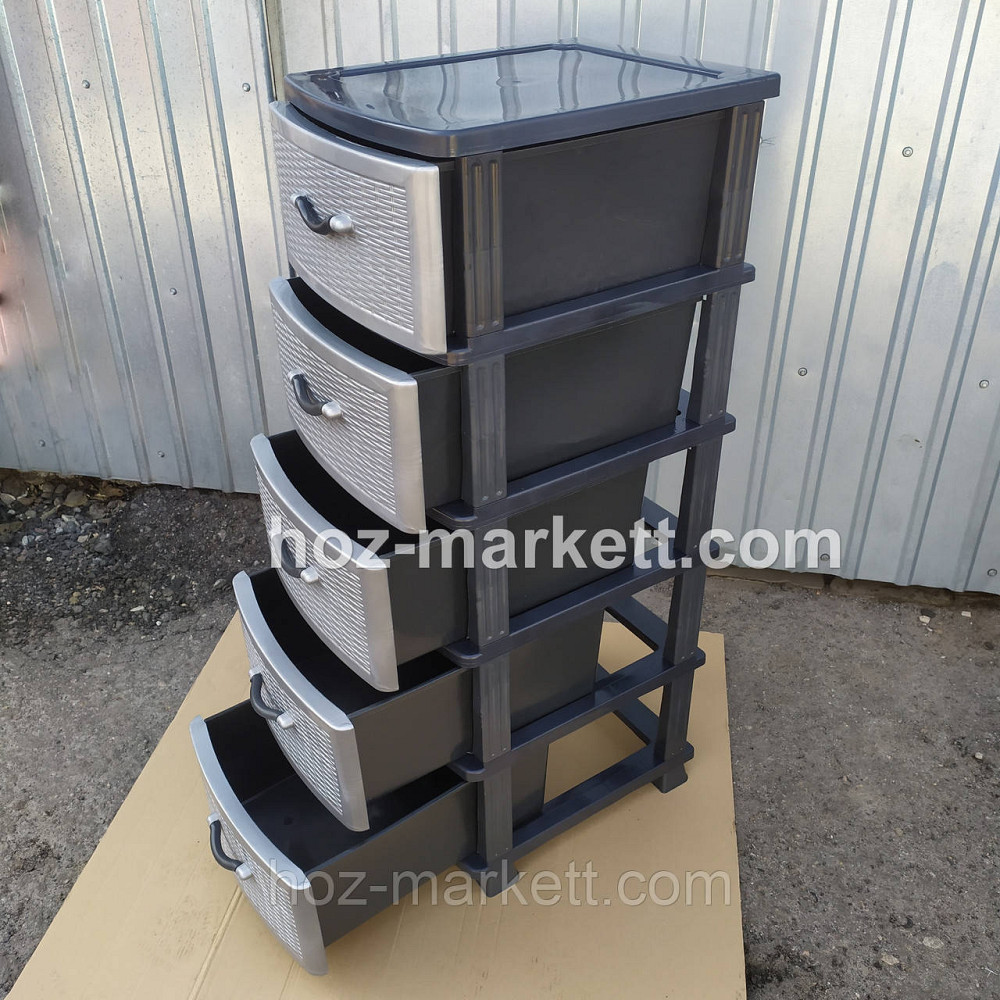 Пластиковый комод серый на 5 ящиков производства Украина Харьков - изображение 5