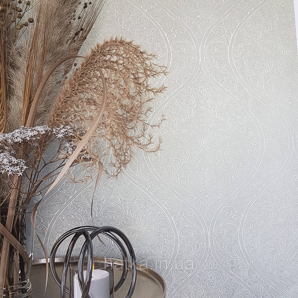 Шпалери метрові вінілові на флізелін Villa Marburg Lombardi вензель великий структурний блакитні на Київ - фото 2