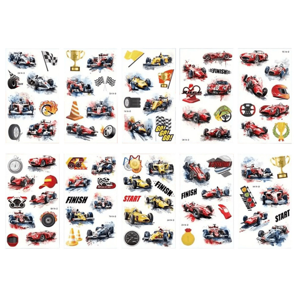 Набір тимчасових татуювань "Гоночні автомобілі" racing-cars-10-01 розмір 12х7 см Вінниця - фото 1