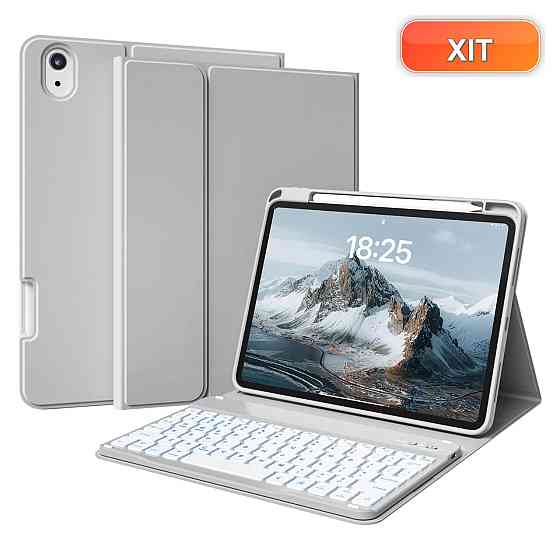 Клавіатурний чохол для iPad 11/10.9 (A16/A14) Сірий QWERTY знімна Bluetooth клавіатура підсвітка 7 кольорів під Pencil Київ