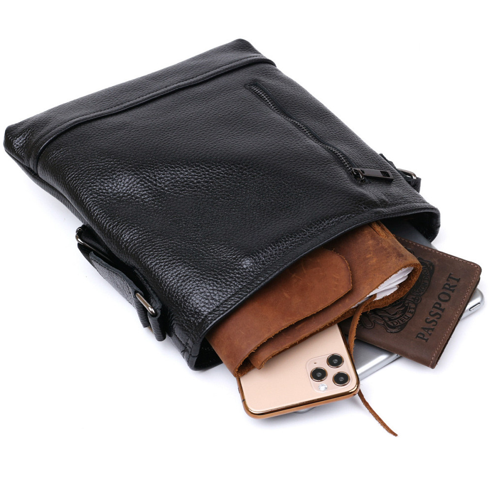 Кожаная стильная мужская сумка через плечо SHVIGEL 11604 Черный Киев - изображение 6