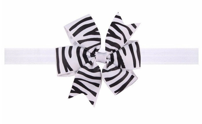 Белая детская повязка с принтом зебры - размер универсальный (на резинке), бантик 8см Киев - изображение 1