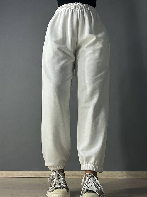 Брюки женские LSK 5279 спортивные джогеры на резинке с карманами оверсайз белые, белый, L Одесса - изображение 8