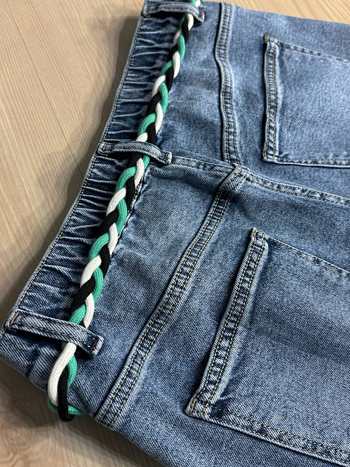 Шорты женские джинсовые Moss 787 бермуды с резинкой на поясе большие размеры голубые, голубой, З4, 34, 98 см, 123 см Киев - изображение 3