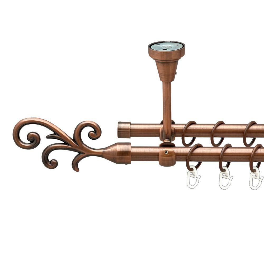 Карниз Orvit Фала металевий дворядний відкритий до стелі гладка труба кільце металеве Мідь 16\16 мм 140 см (00-00020239) Львів - фото 1