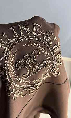 Худи женское A-N 30077 с капюшоном и ажурной вышивкой коричневое, коричневый, M Киев