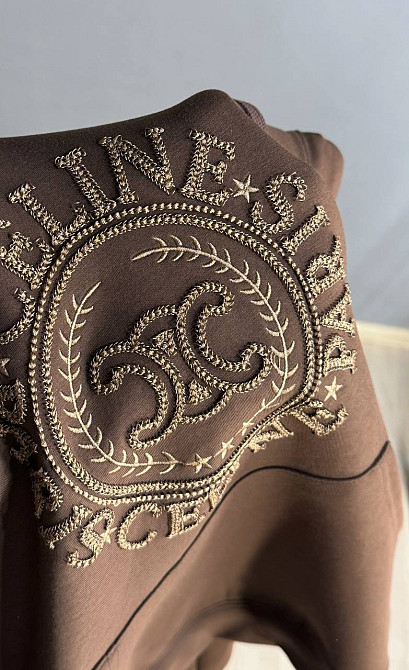 Худи женское A-N 30077 с капюшоном и ажурной вышивкой коричневое, коричневый, M Киев - изображение 2