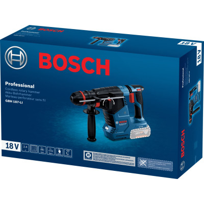Перфоратор Bosch GBH 187-LI, патрон SDS-plus 24мм, 18В, 2.4Дж, 980об/хв (без АКБ та ЗП) (0.611.923.120) Вінниця - фото 3
