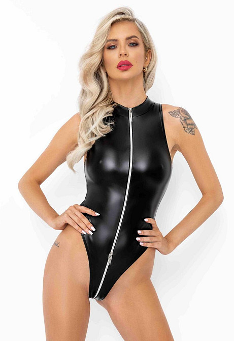Боді з мокрим ефектом Noir Handmade F294 Powerwetlook bodysuit with front zipper, XL Sex Aura Київ - фото 1