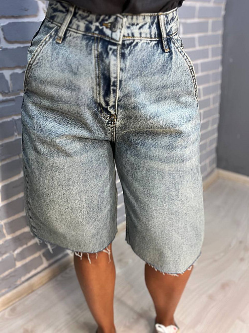 Шорти жіночі джинсові SL Denim 1001 бермуди SKATER косі кишені обрізані блакитні, блакитний, 36 Київ - фото 14