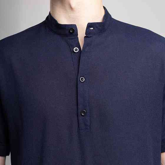 Чоловіча сорочка з коротким рукавом темно-синя Pobedov Molodist' Київ