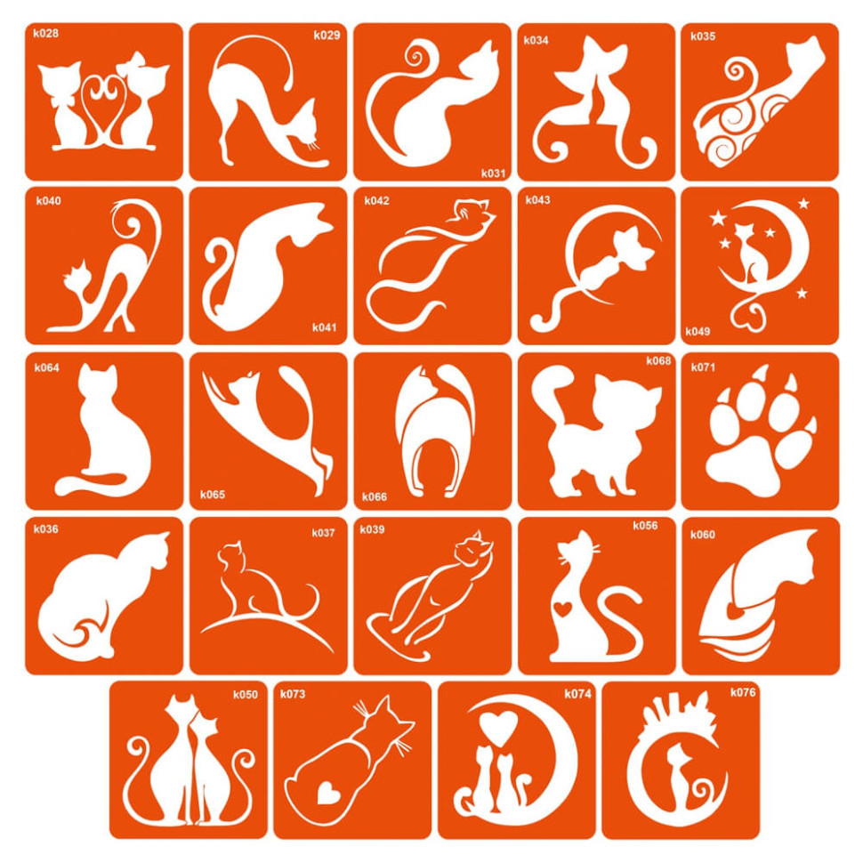 Набор трафаретов для био-тату «K - котики № 2» k-simple_24_2 Винница - изображение 1