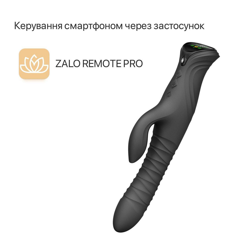 Смарт пульсатор-кролик с вибрацией Zalo Mose 2 Obsidian Black, подогрев до 42 °C, кристалл Swarovski Sex Aura Киев - изображение 2