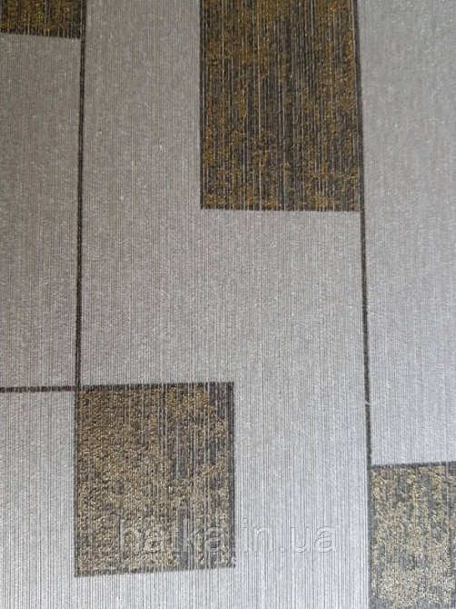 Текстильні шпалери на флізеліновій основі Cador Rasch Textil086545 сіро-бежева основа квадрати бронза Київ - фото 4