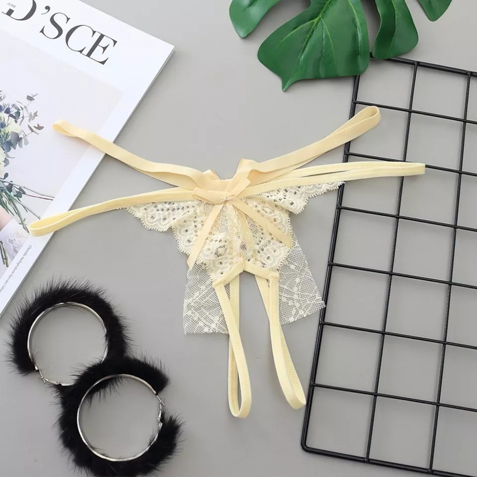 Трусики с доступом кружевные универсальный бежевый Киев - изображение 1