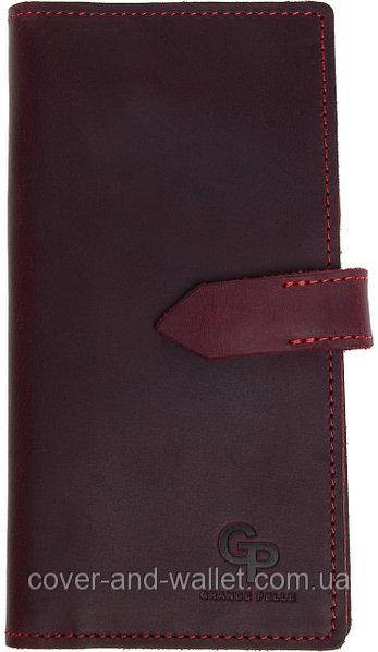 Винтажный кожаный кошелек купюрник ручной работы (коричневый) Grande Pelle Anet Бордовый Киев - изображение 10