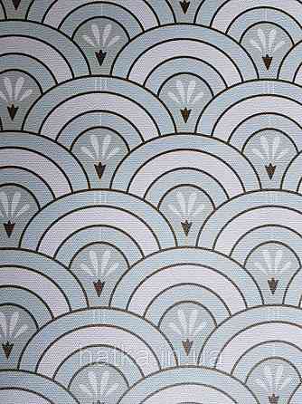 Шпалери вінілові Lutece Melody 51197104 геометрія напівкруги смуги фігури світло бірюзові білі золотисті Київ