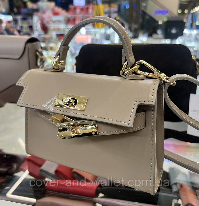 Ультра компактна жіноча сумка крос-боді в кольорі тауп Virginia Conti Київ - фото 5