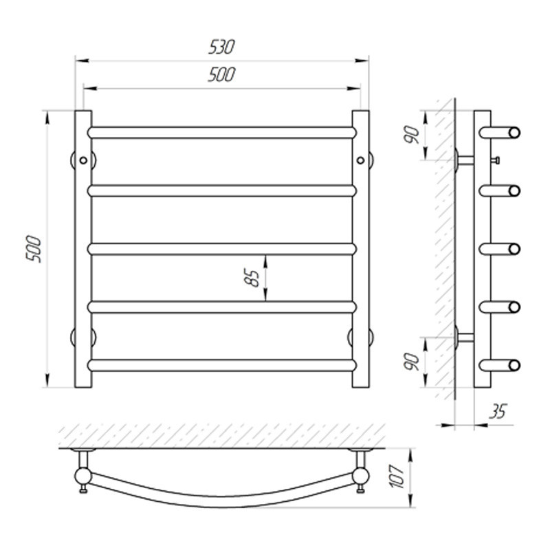 Водяна сушарка для рушників Laris Класик П5 500x500 Київ - фото 7