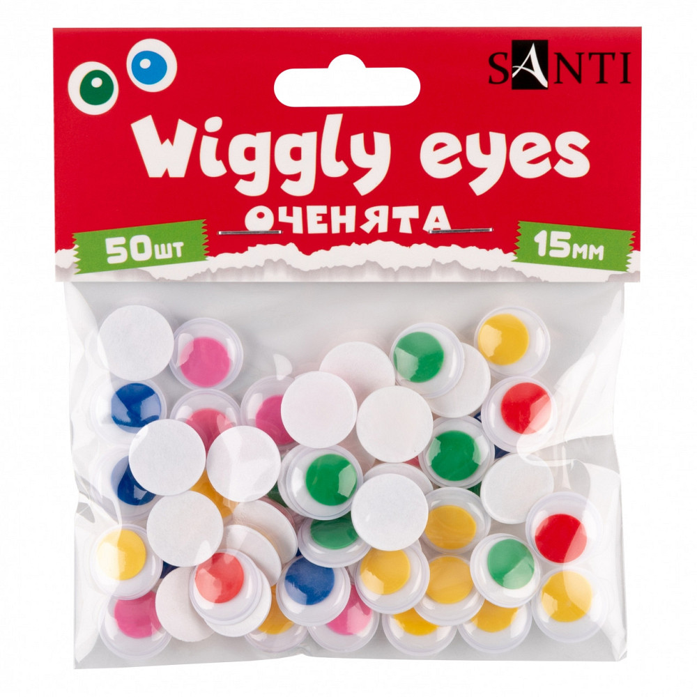Оченята "SANTI" 954643 самоклеючі, кольорові, d-15мм, 50 шт./уп, шт Київ - фото 1