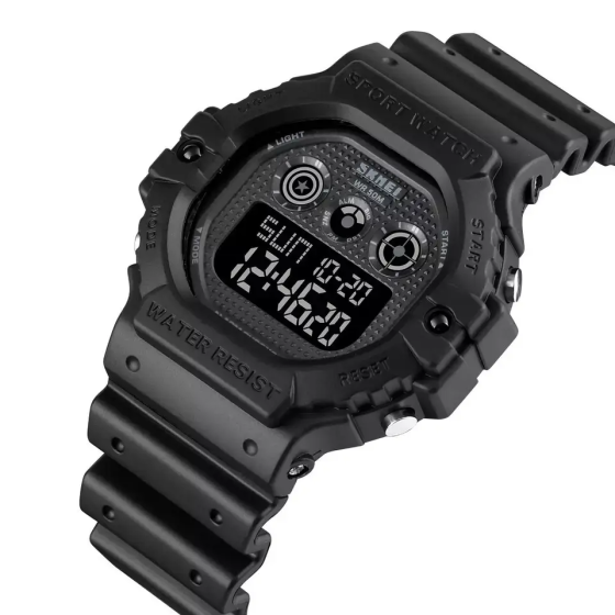 Спортивний чоловічий годинник Skmei 1606 (Чорний з чорним) Київ