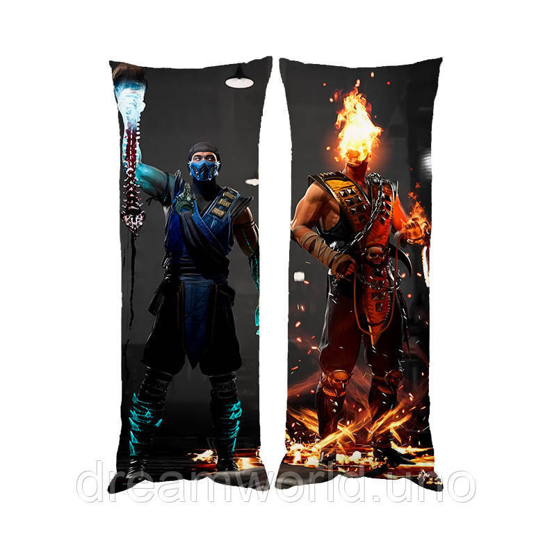 Подушка дакимакура Саб Зиро и Скорпион Mortal Kombat декоративная ростовая подушка для обнимания 30х60 Харьков - изображение 1